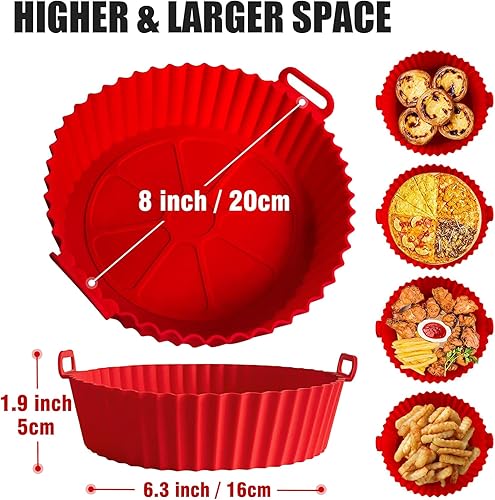 Miniatura 7 de Bandeja de silicona para hornear para freidora de aire, bandeja de silicona reutilizable para freidora de aire para canasta de 3.6 a 6.8 cuartos de
