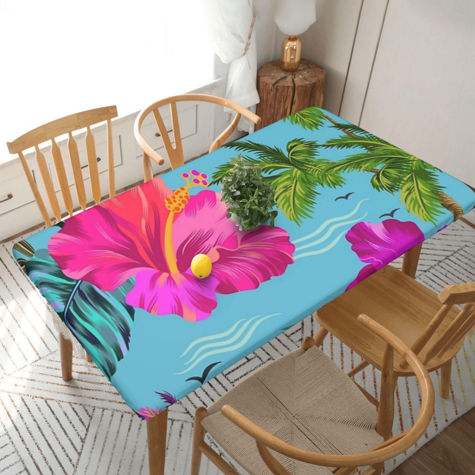 BNVSADC Hello Hawaii Printed 5FT Tablecloth Polyester Kitchen Water Resistant Table Cloth Dining Table Decoration Table Covers, 152x76 CM