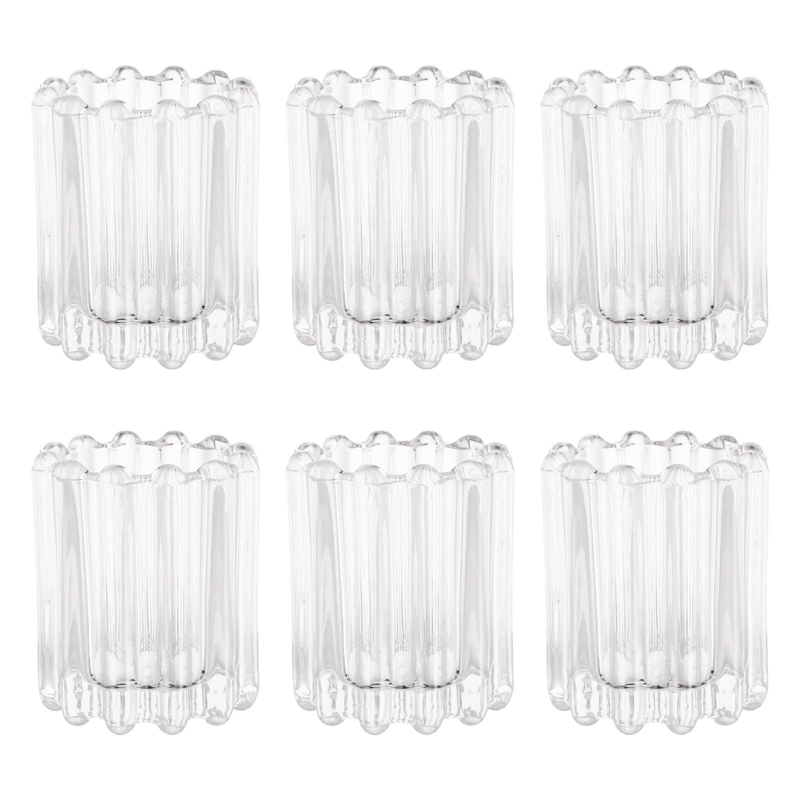 6 Piezas Portavelas Estilo Vintage Europeo de Cristal Transparente