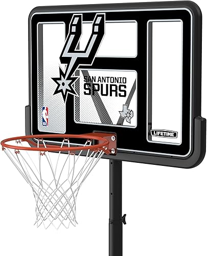 Vista 34 de Aro de basketball con sistema portable, de altura ajustable, tablero posterior de 44 pulgadas de Lifetime 1269 Pro Court.