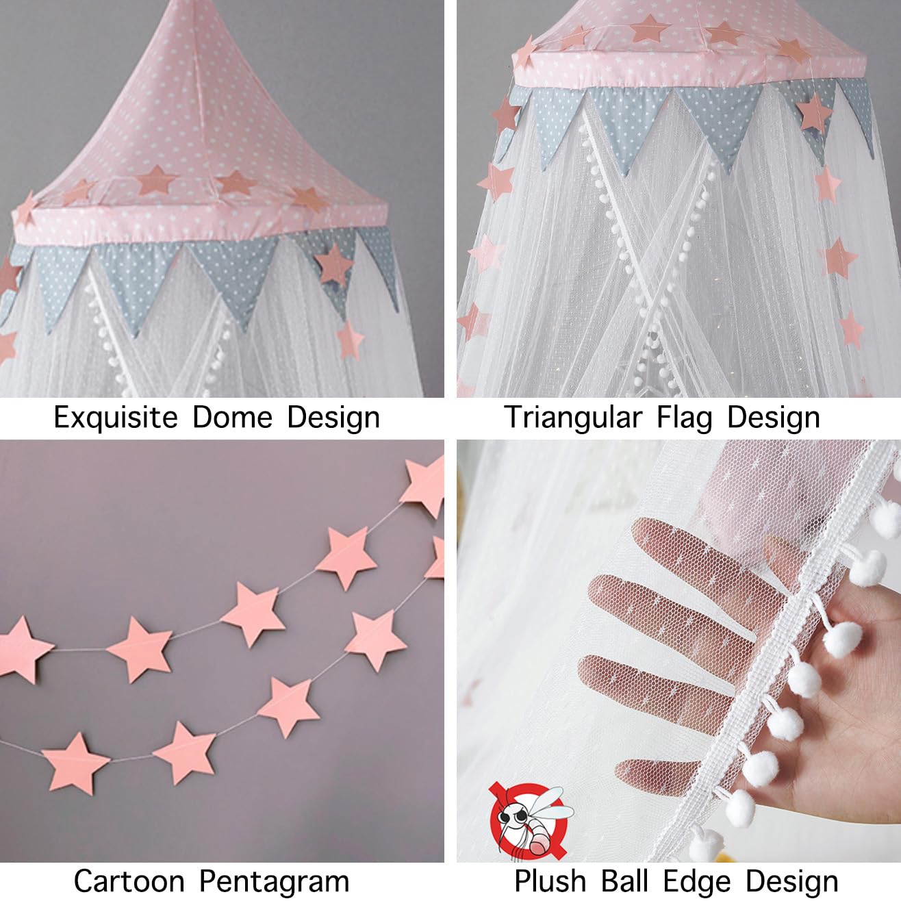 Temopow Ciel de lit violet avec moustiquaire colorée en forme de papillon – Convient pour lit double, lit d'enfant, lit jumeau, grand lit et très grand lit | Mignon et esthétique