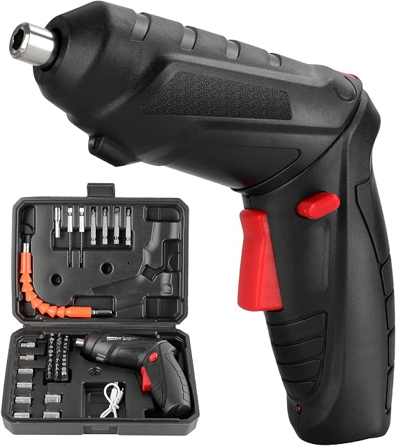 Cordless Screwdriver, TLarder 47 in 1 Portable Electric Screwdriver Kit, 4.2V/1800mAh Rechargeable Power Screwdriver Set with 35 Screwdriver Bits 90° Rotation LED Light USB Cable for Home Office DIY