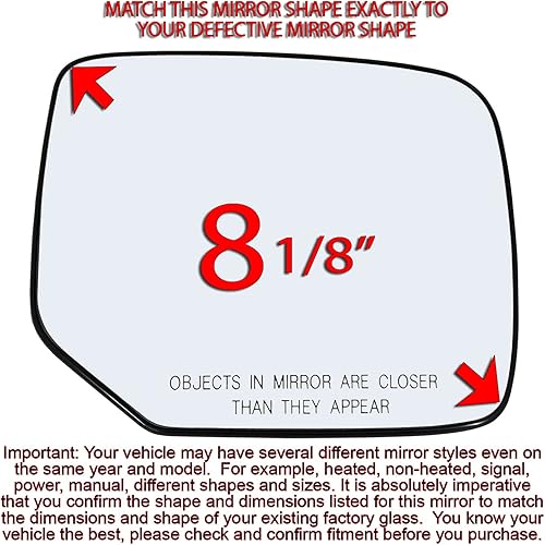 Miniatura 5 de Montaje de cristal del espejo lateral del pasajero con placa de respaldo de plástico calentada compatible con Honda Pilot 2009-2015
