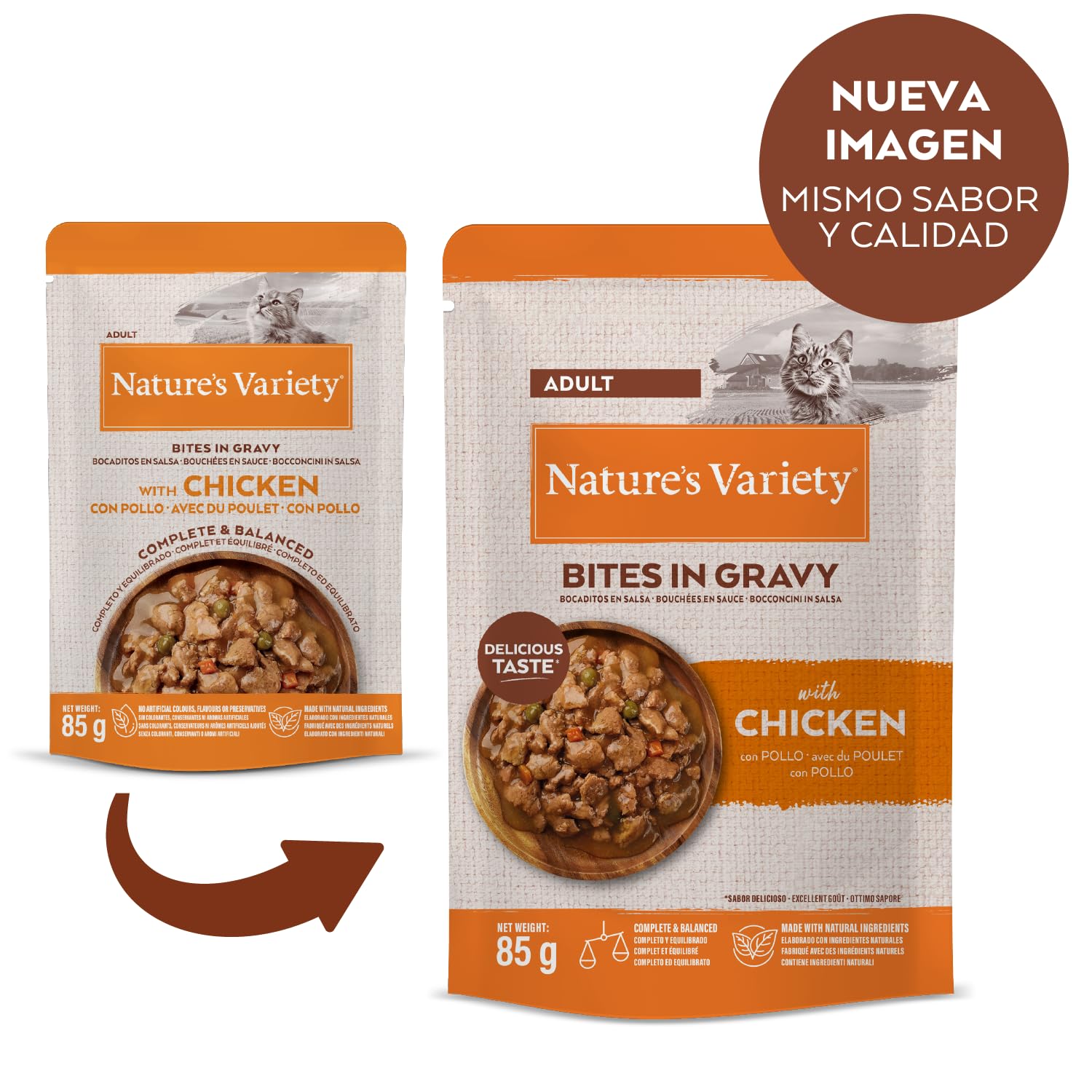 Nature's Variety - Bouchées en Sauce - Nourriture Humide per Chats avec du Poulet: 22 Pouches de 85g