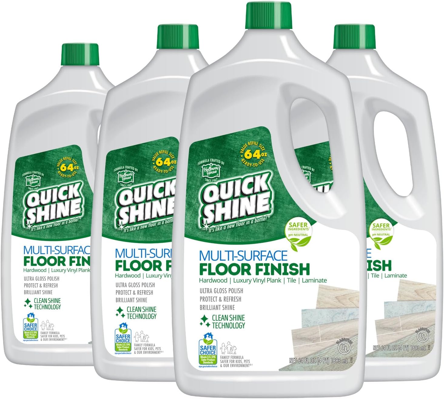 Quick Shine Multi-Surface Floor Finish 64 Ounce 4 Bottles