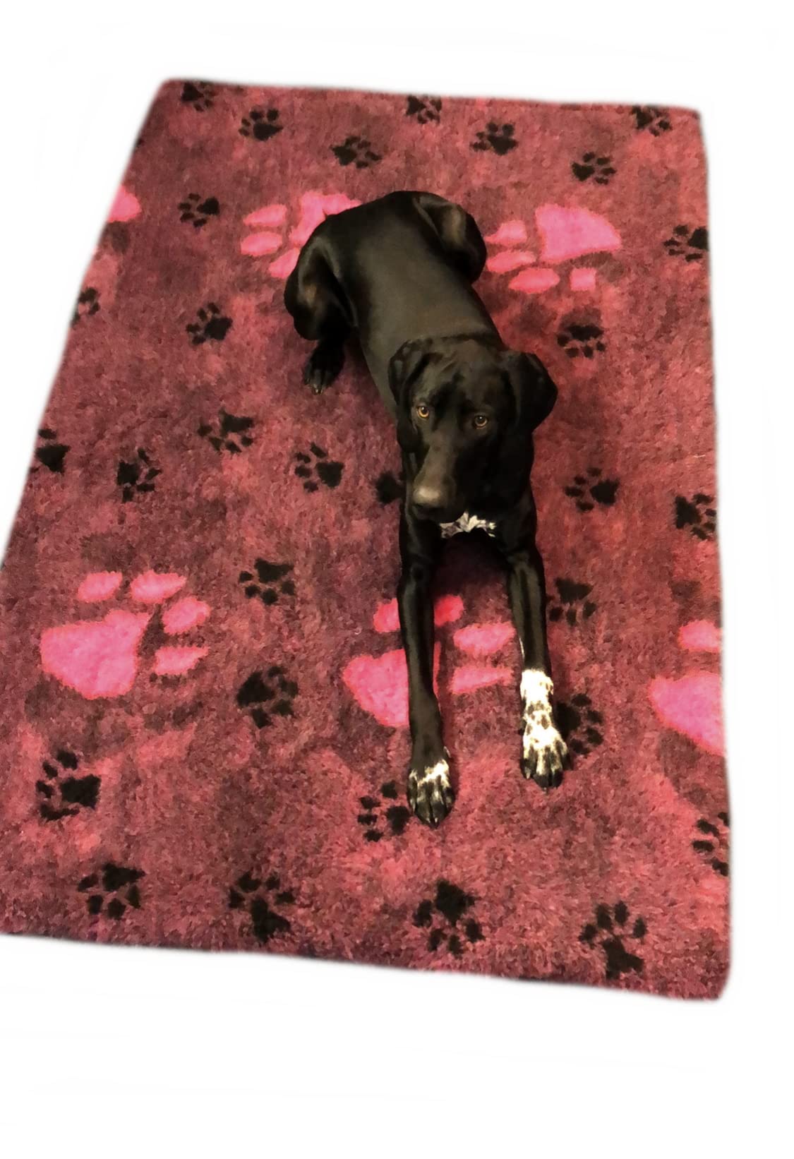 elropet Hundedecke Hundematte Premium 30mm Original rutschfest S/M/L für kleine Hunde/große Hunde Vet Bed höchste Qualitätsstufe (M 100cm X 80cm, Dunkelpink + Pinke Pfote)