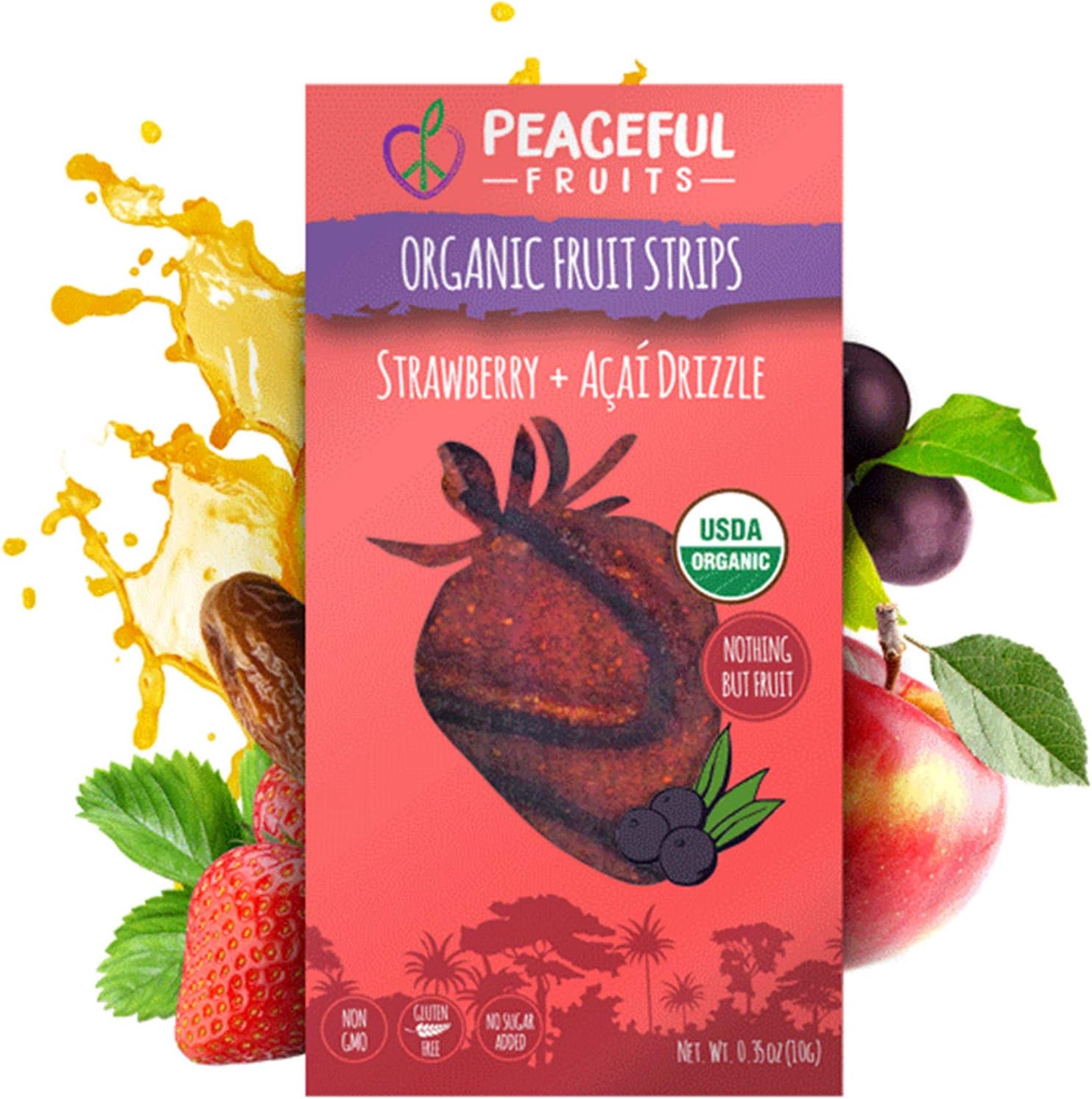 Peaceful Fruits 100% Fruit Strips (Strawberry, 12 count)