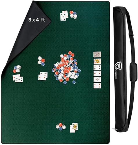 Miniatura 73 de Tapete de juego de mesa de 42 x 66 pulgadas, tapete Mahjong para mesa con bolsa de transporte, tapete de juego de neopreno antideslizante, cubierta