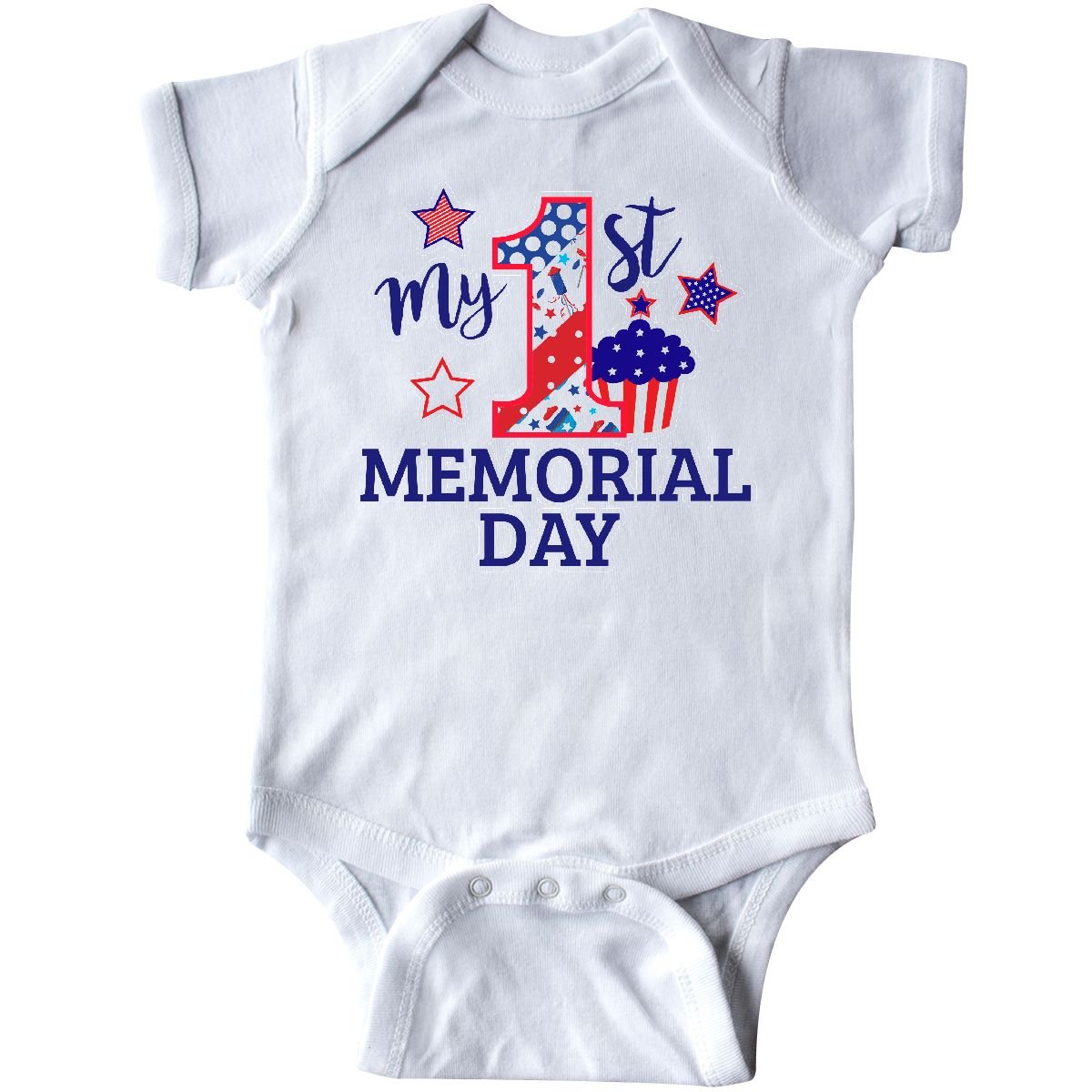 inktastic My 1st Memorial Day with Cupcake and Stars Baby Bodysuit