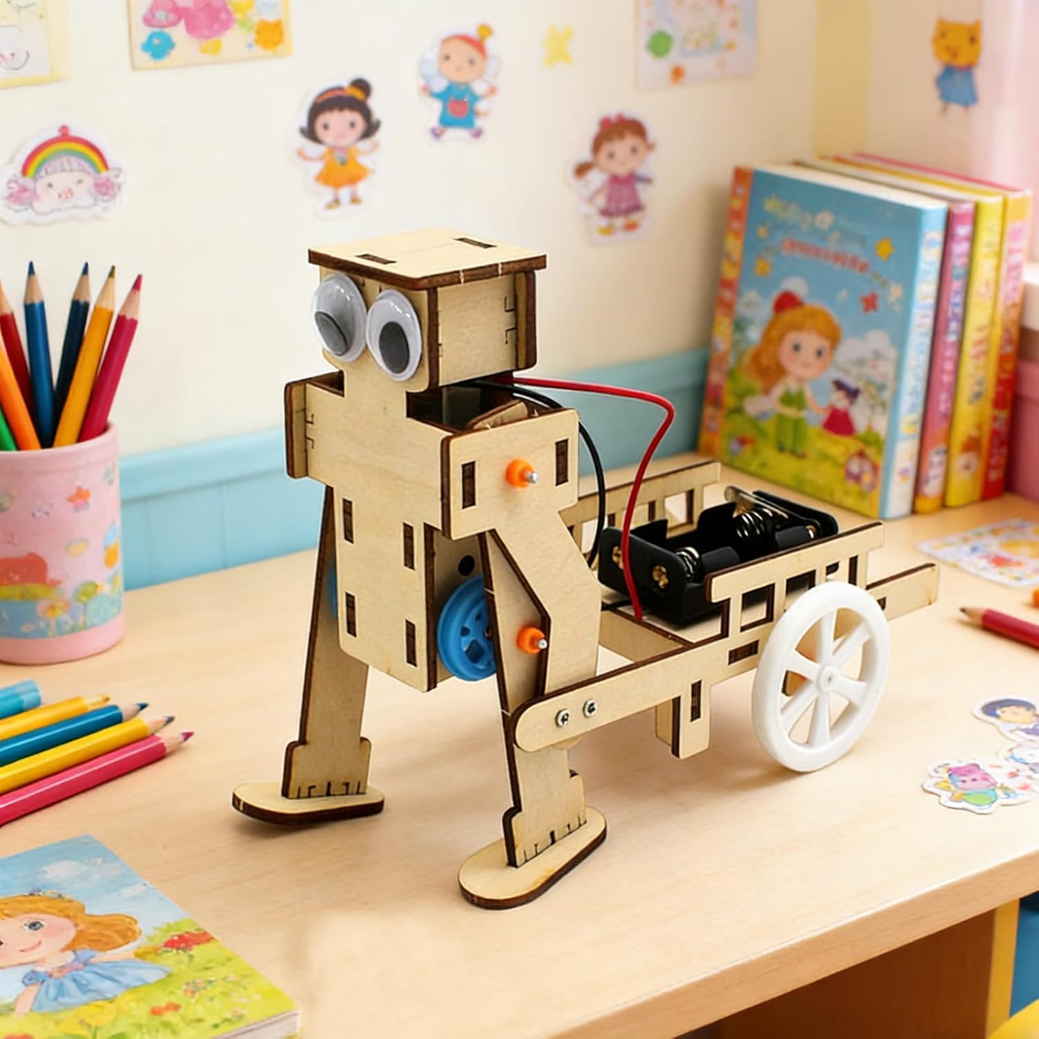 DIY Robot Pull Cart Kit - Educational Physics Learning Craft Projects