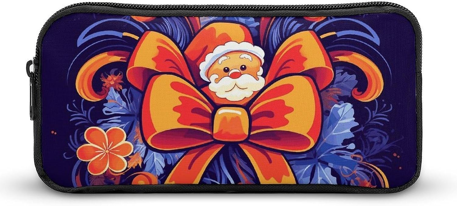 Santa Bow Pencil Case Large Capacity Pencil Pouch