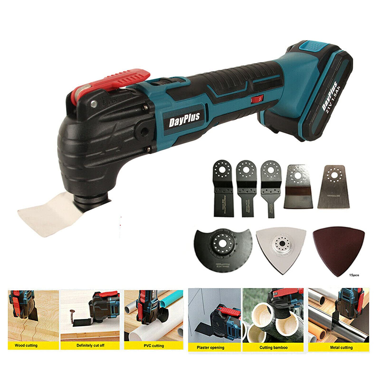 Herramienta multifunción oscilante con batería, 170 W, 4°, 6000-20000 opm, máquina profesional potente para cortar, lijar, quitar, raspar