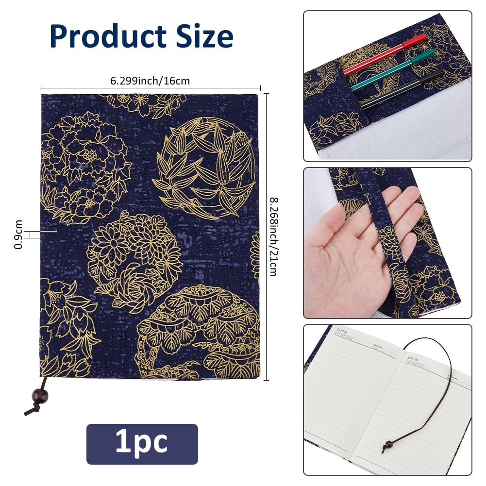 SUPERFINDINGS Cloth Book Protector A5 Paperback Book Cover Protector Black Rectangle Scrapbook Cover with Flower Pattern Fabric Book Sleeve Cover Protector for Hardcover - Image 2