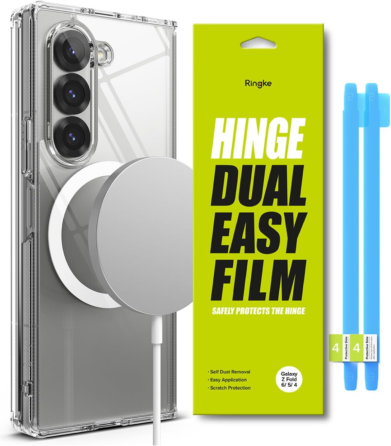 Ringke Fusion Case Compatible with Samsung Galaxy Z Fold 6 [Fusion Magnetic] + Hinge Dual Easy Film Compatible with Samsung Galaxy Z Fold 6