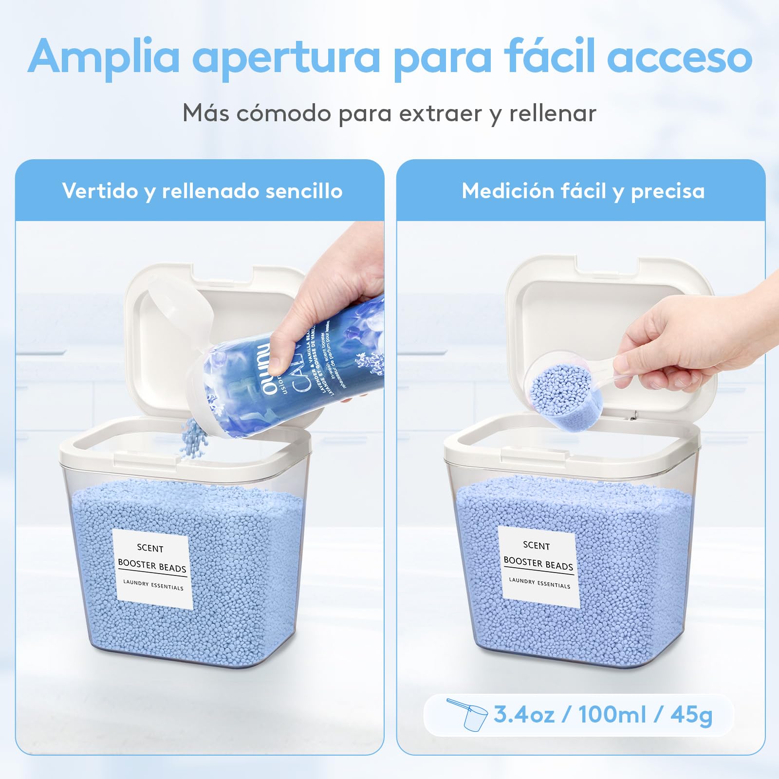 Lifewit Contenedor Detergente Polvo, Lavanderia Organizador, Pastillas Lavadora Caja de Almacenamiento de Plástico, Contenedores para Baño, Dispensador Detergente Lavadora, 2700 ml, 2 Piezas