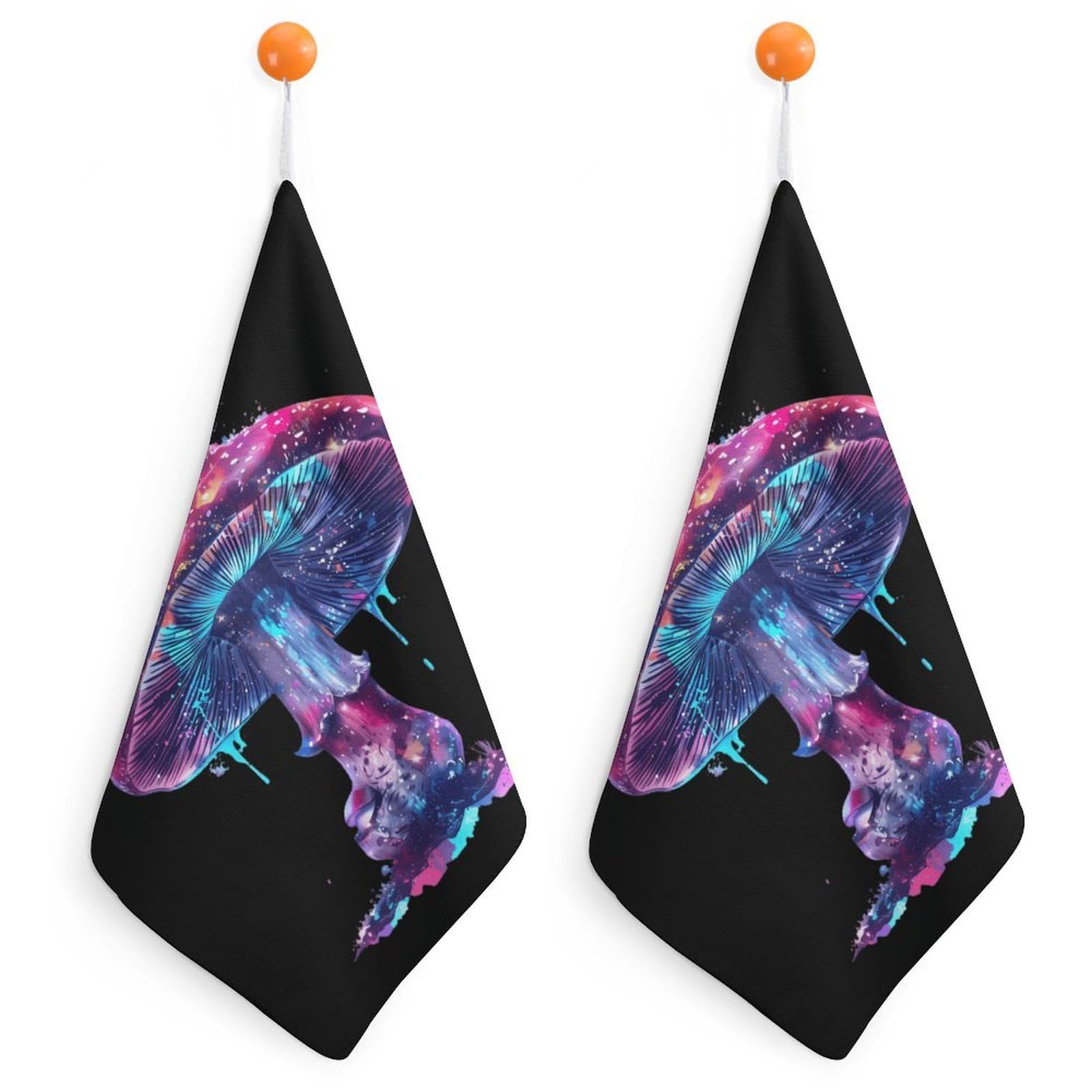 TXFBTRFSA Glowing Magic Mushroom Hand Towels with Hanging Loop Kitchen Towel Handkerchiefs Cleaning Cloths