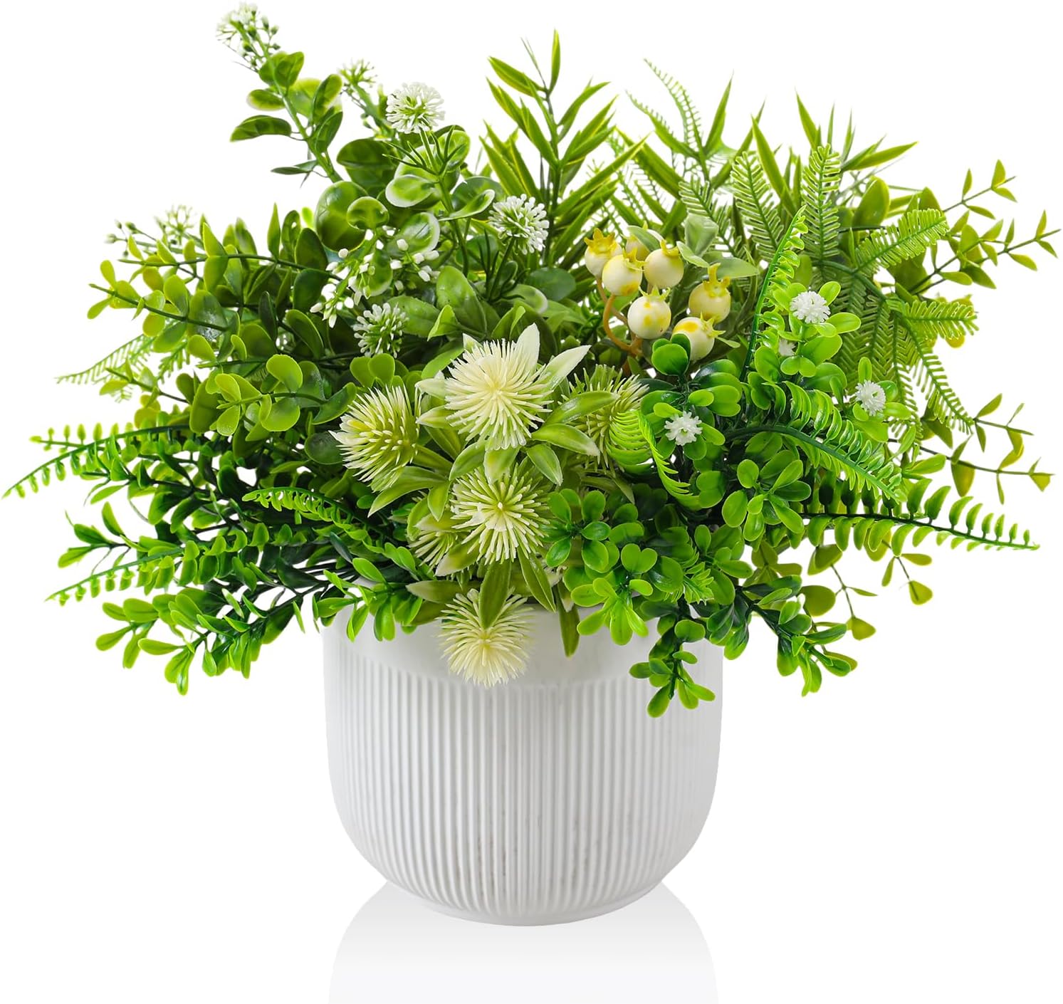 Fake Plants with Ceramic Pots, Artificial Plants Indoor, Faux Plant Flowers for Table Centerpiece Decorations Dining Room, Home Decor Living Room Bathroom Modern Farmhouse Decor