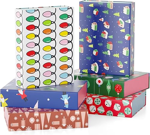 Miniatura 5 de MONDEPAC Caja de regalo de Navidad con tapa de 10.8 x 7.8 x 2.4 pulgadas, caja de camisa de Navidad para embalaje de regalo, caja de regalo de