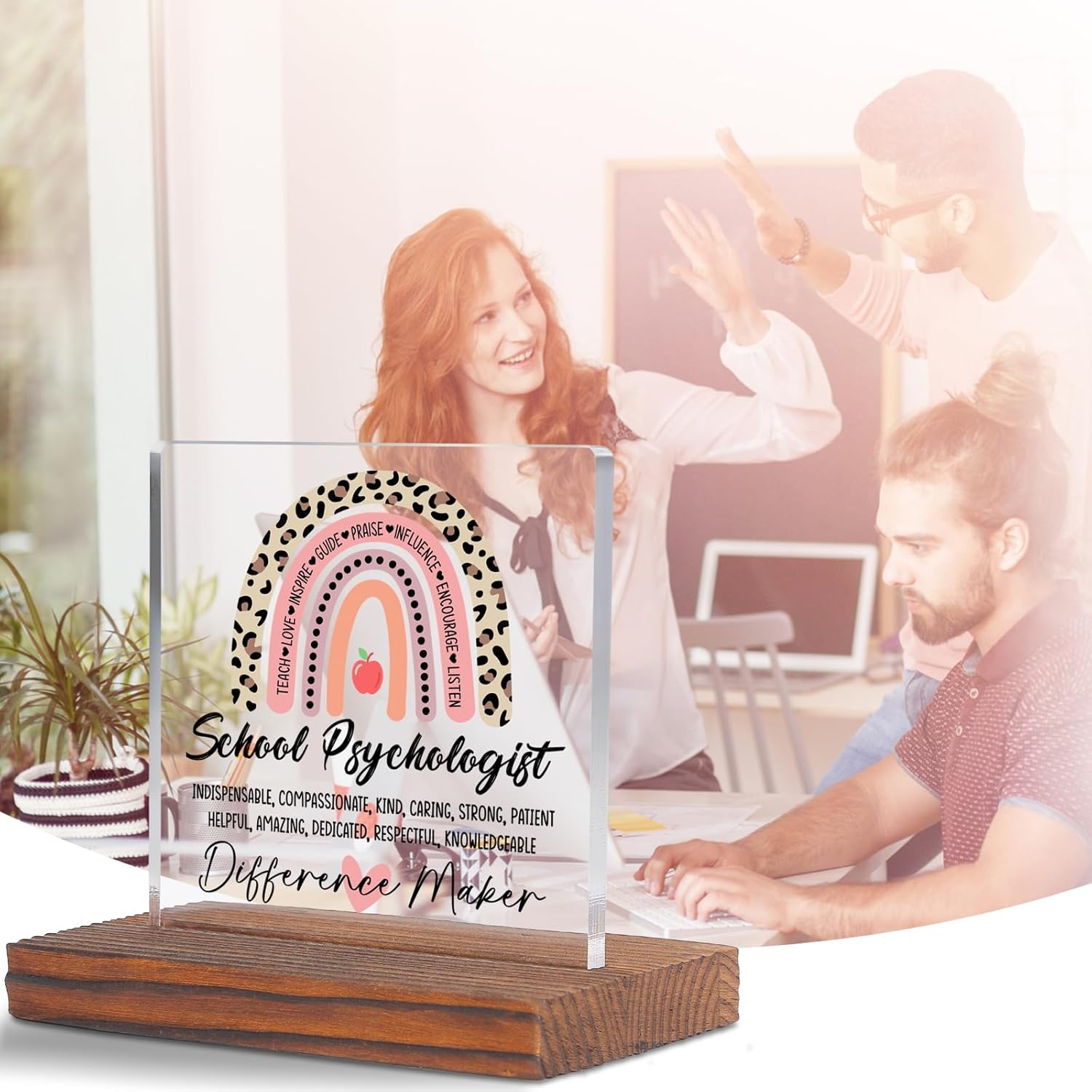 School Psychologist Clear Desk Decorative Sign, Appreciation Gift for Women Men, Thank You Gift for National School Psychology Week, Graduation, Retirement, Birthday, Christmas TZ235 - Image 2