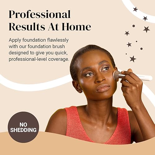 Miniatura 9 de Keshima - Cepillo de base Kabuki de parte superior plana grande cepillo de maquillaje de primera calidad para líquidos crema y polvo pulido mezcla y