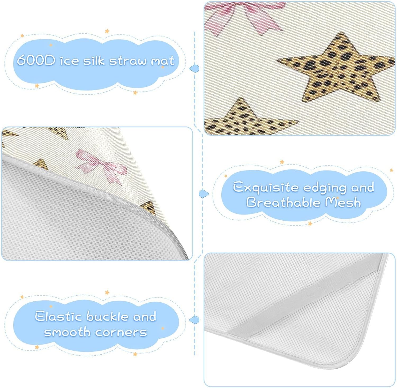 Cooling Baby Mattress Protector Pads 28" x 52" Ultra Soft Cute Pink Bow Cheetah Star Pads for Kids for Baby&Toddler