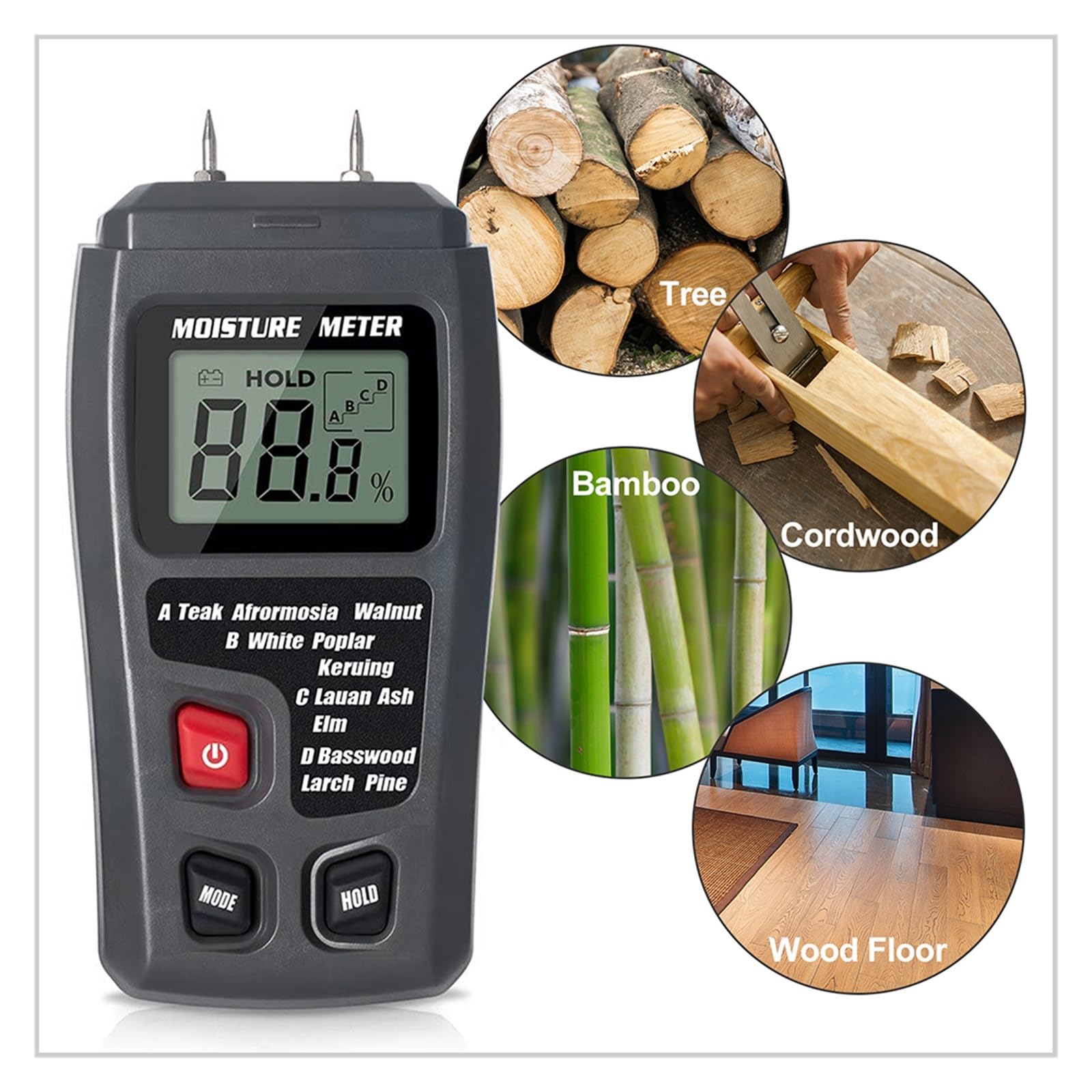 Medidor De Humedad Madera Digital Profesional 0~99.9% Higrómetro Instrumento Portátil Pantalla LCD Detector MT10