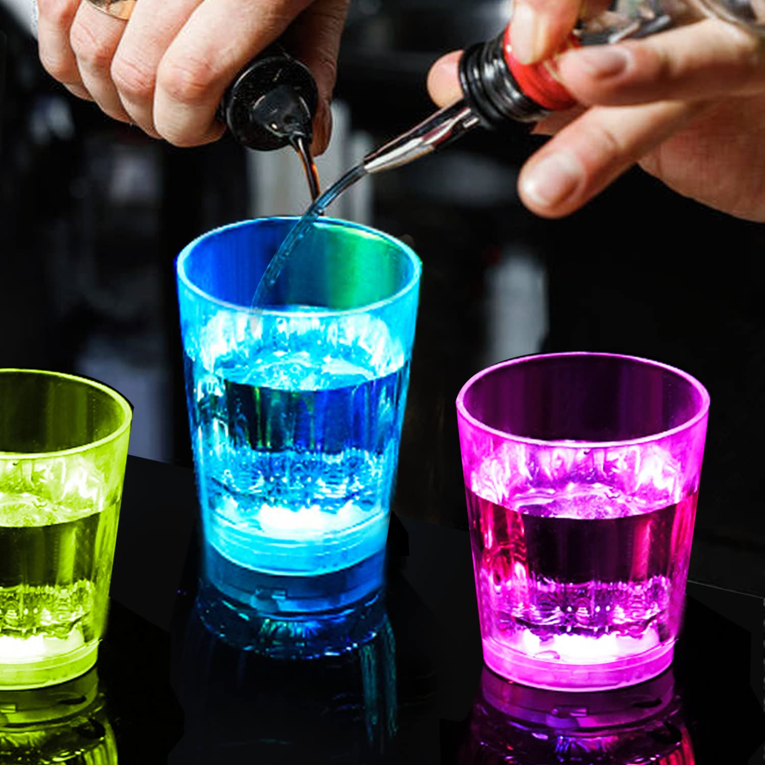 24-Pack Light Up Shot Glasses - LED Party Cups With 3 Lighting Modes
