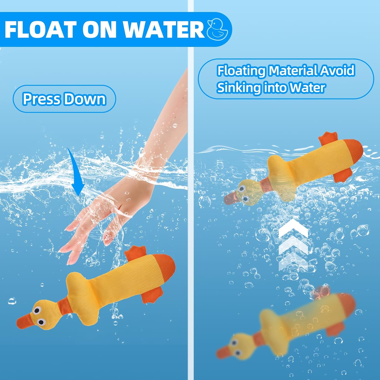 Mihachi Floating Dog Water Pool Toys 2 Pack for Swimming Pool, Interactive Crinkle Pet Puppy Chew Toys for Play and Training, Funny Duck Toy for Small Medium Large Breed, Wild & Yellow Duck