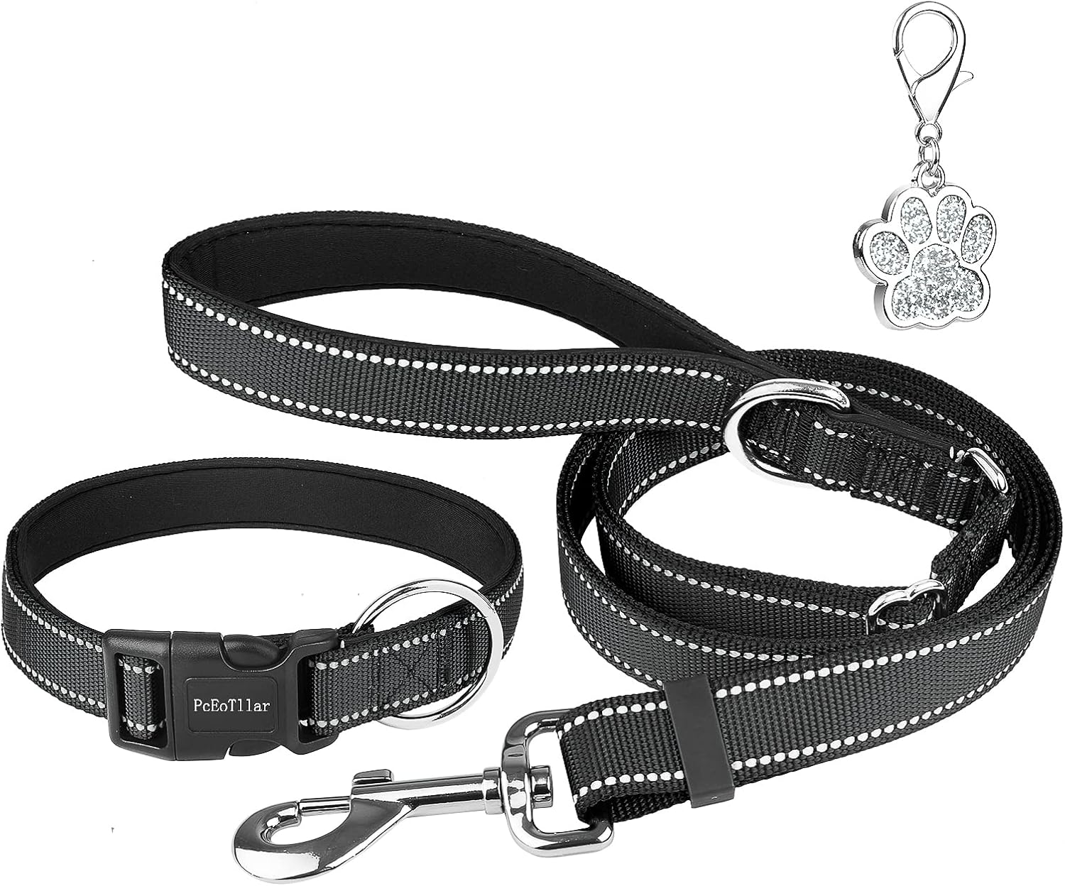 Halsband und Leine Set mit Tag Weich Gepolstertes Hundehalsband ...