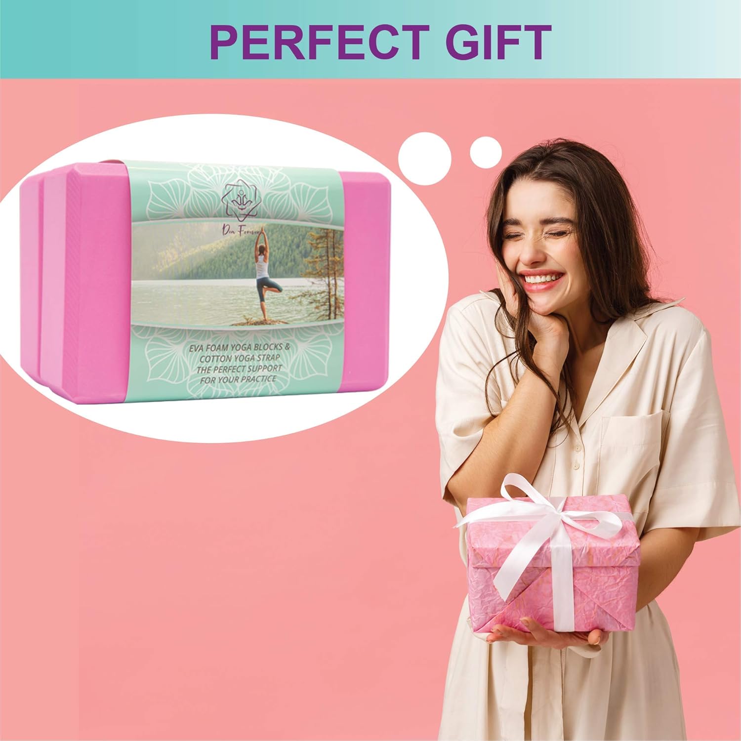 Dea Forever Yoga Strap and Blocks Set | High-Density Eva Foam Blocks with Yoga Strap D Ring Yoga Accessories | Yoga Brick 2 Pack and Strap + eBook for a Better Lifestyle : Sports & Outdoors