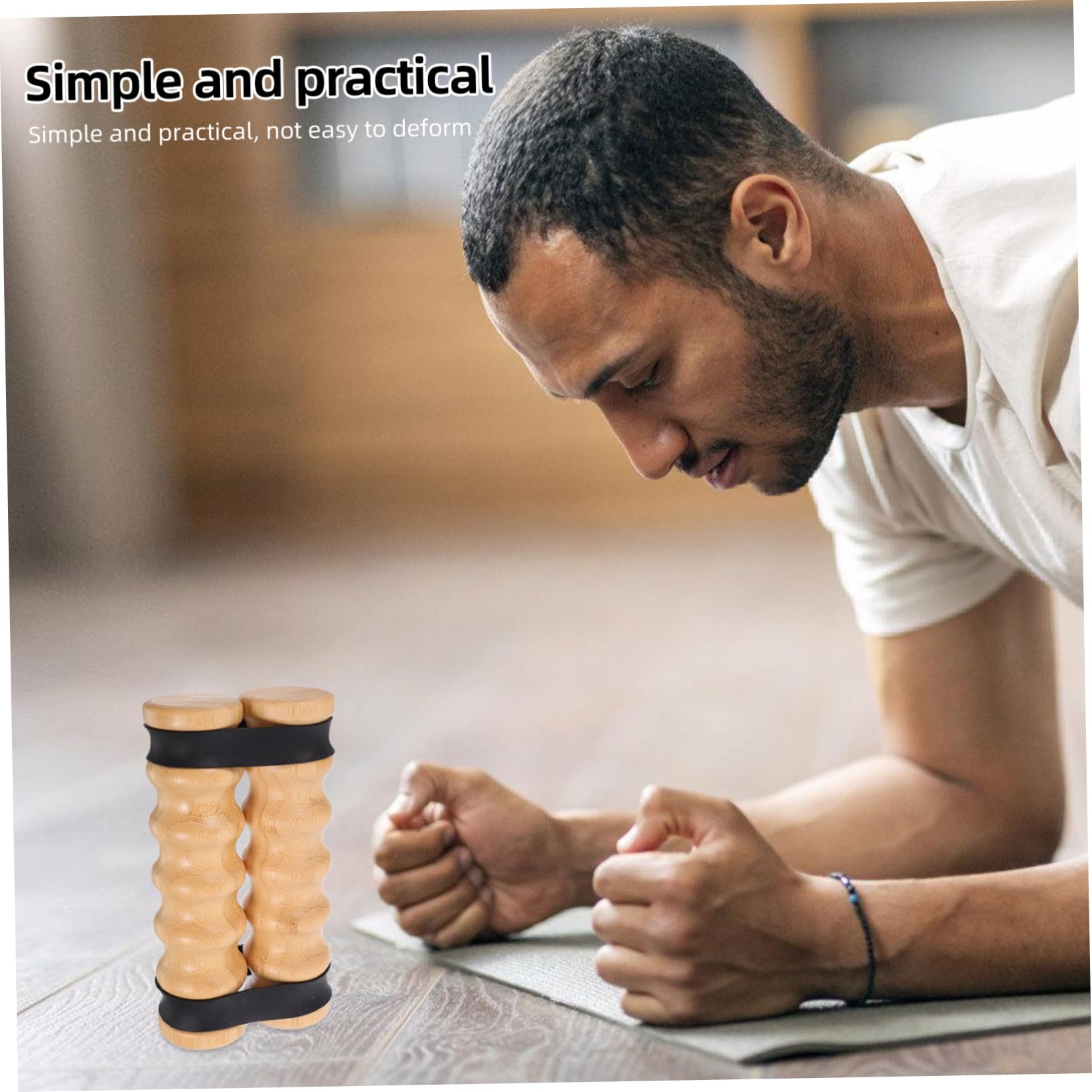 Bandas de Ejercicio con Asas de Madera, Resistencia Ajustable y Agarre Antideslizante, 2 Piezas para Casa y Yoga, Aptas Niveles