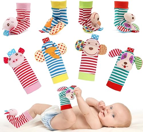 Miniatura 9 de BLOOBLOOMAX Sonajeros de calcetines para bebés de 0 a 24 meses de animales para bebés de 0 a 24 meses