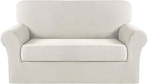 Turquoize Funda elástica para sofá de 2 piezas, funda para sofá de 2 cojines, fundas protectoras de muebles lavables con parte inferior elástica con