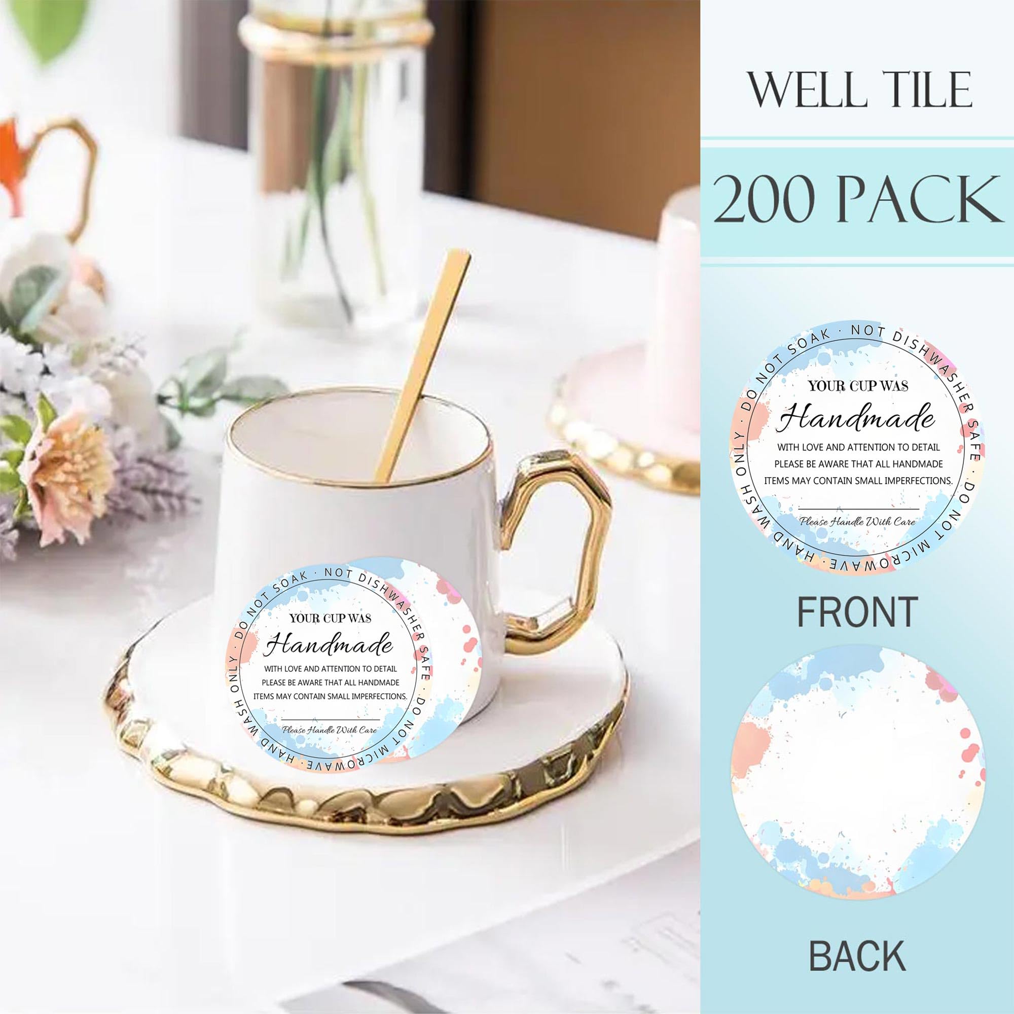 200Pack Cup Care Instructions Cards - 2.5 Inch Tumbler Cleaning Cards - Business Mug Customer Directions Reminder Insert - Image 3