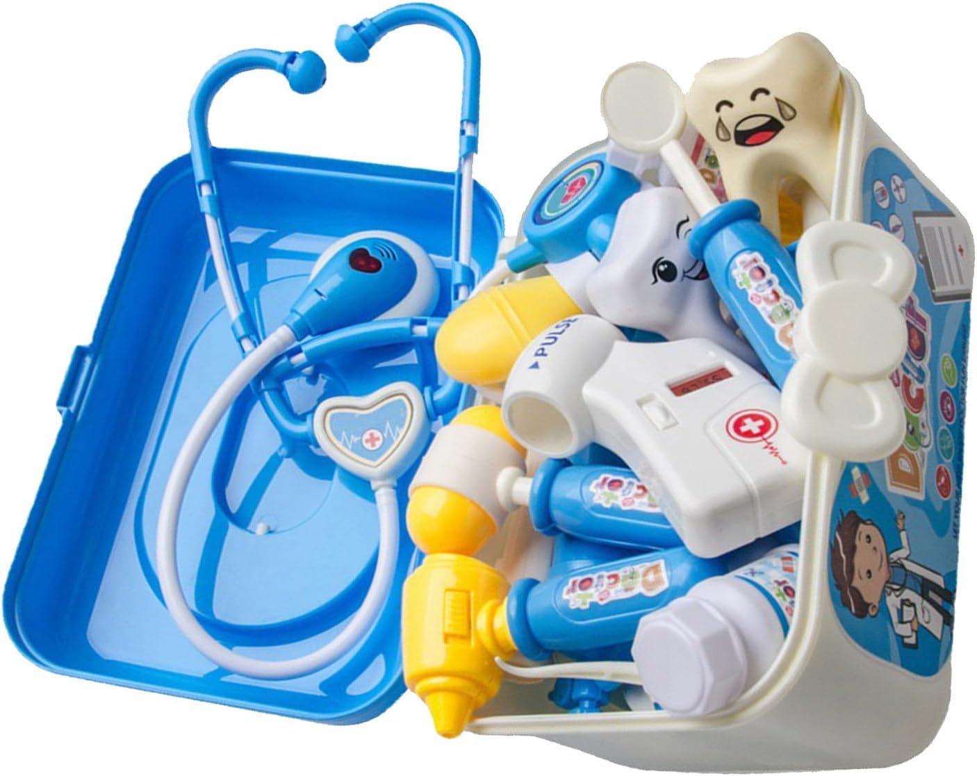 Generic Doctor Kit for Kids 33 Pieces Blue Plastic Doctor Toys with Storage Box for and Learning
