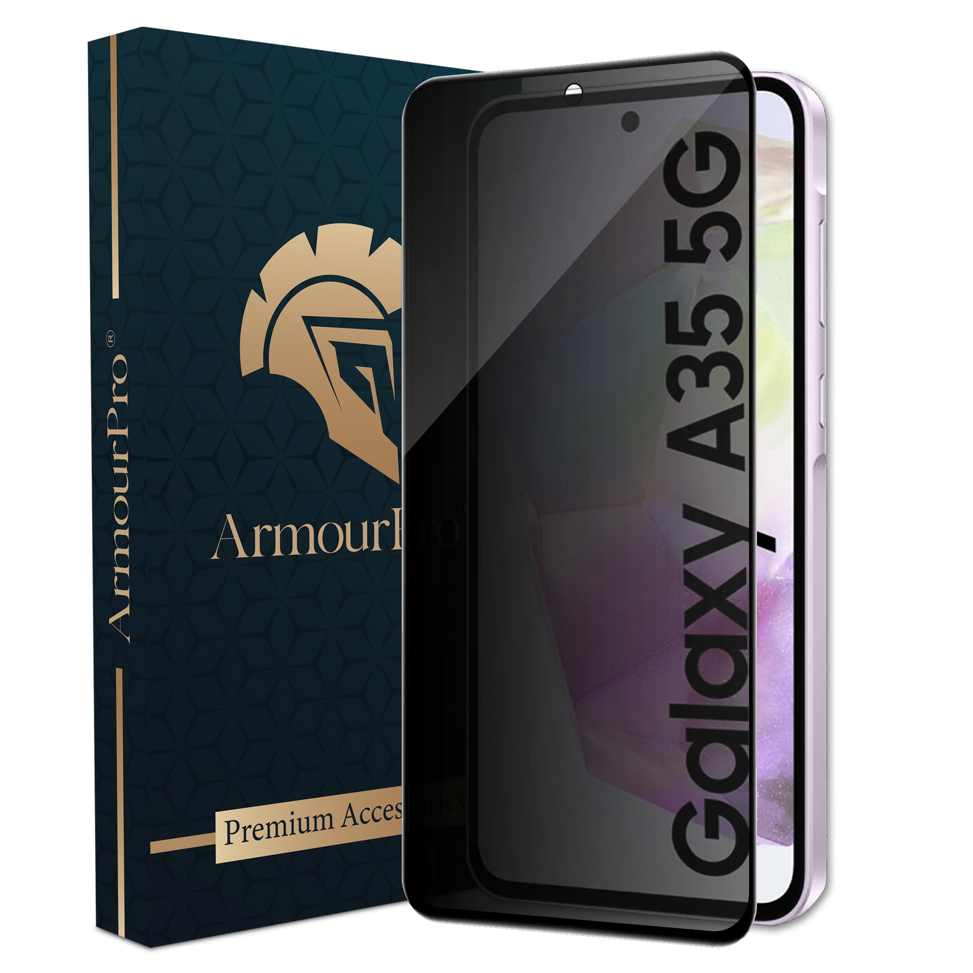 ArmourPro Military Grade Privacy Tempered Glass for Samsung Galaxy A35, Galaxy M35 and Samsung A55 (6.6 Inch) With Edge to Edge Screen Coverage and Installation Kit | Black Anti Spy Protection-picture-25