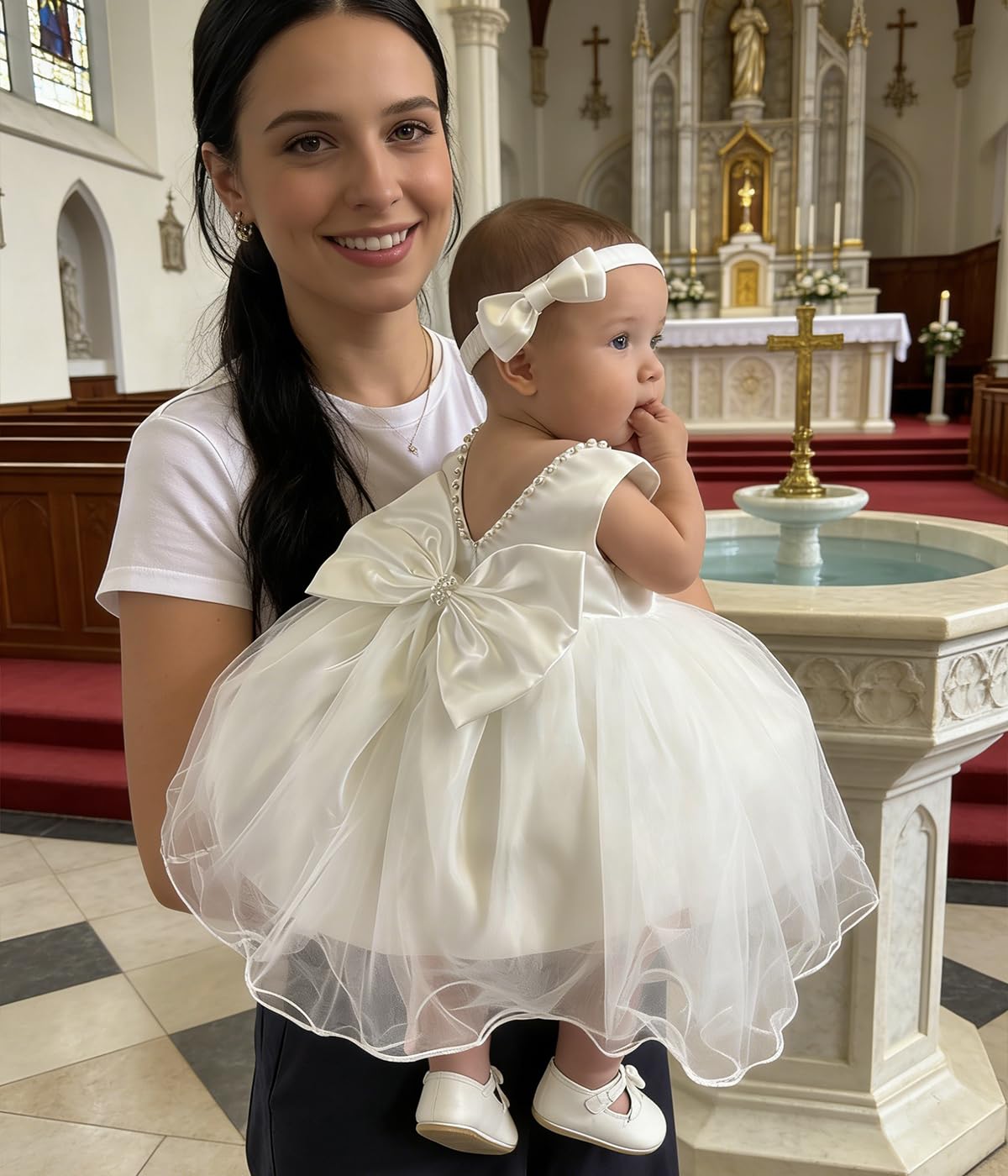 LZH Baby Girls rüschen Spitze Backless mit Headwear, Bowknot Blume Kleider Pageant Party Hochzeit