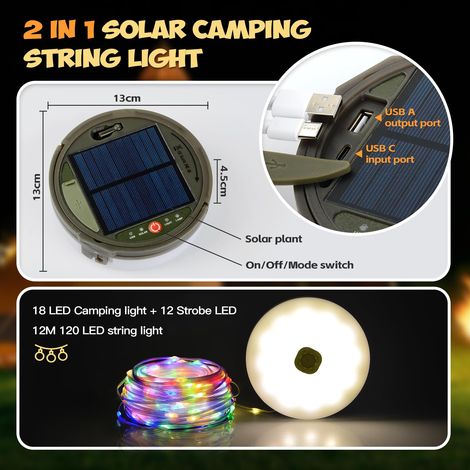 Peasur 3 Pacchi Luci Solari Esterno, 3 X 12M 120LED Catena Luminosa - Foto 7