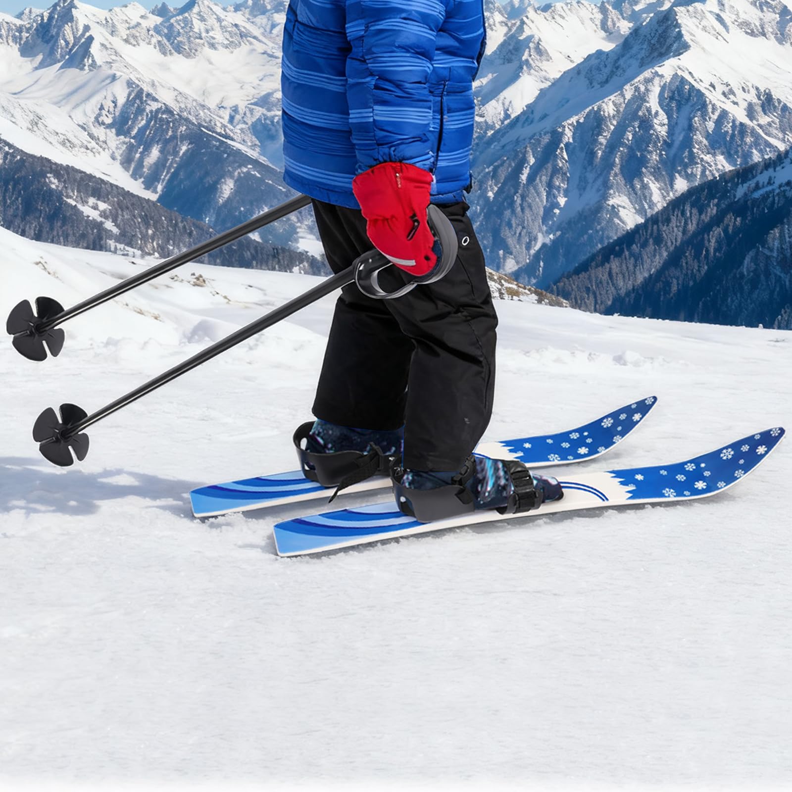 Snow Ski Board Beginner Ski Set Glide Kit Snow Sliding Gear ABS PE Steel Two Way Bindings High Load Capacity Reinforced Plate Portable Lightweight Winter Grass Sand Use Stability Control 68 x 6 cm