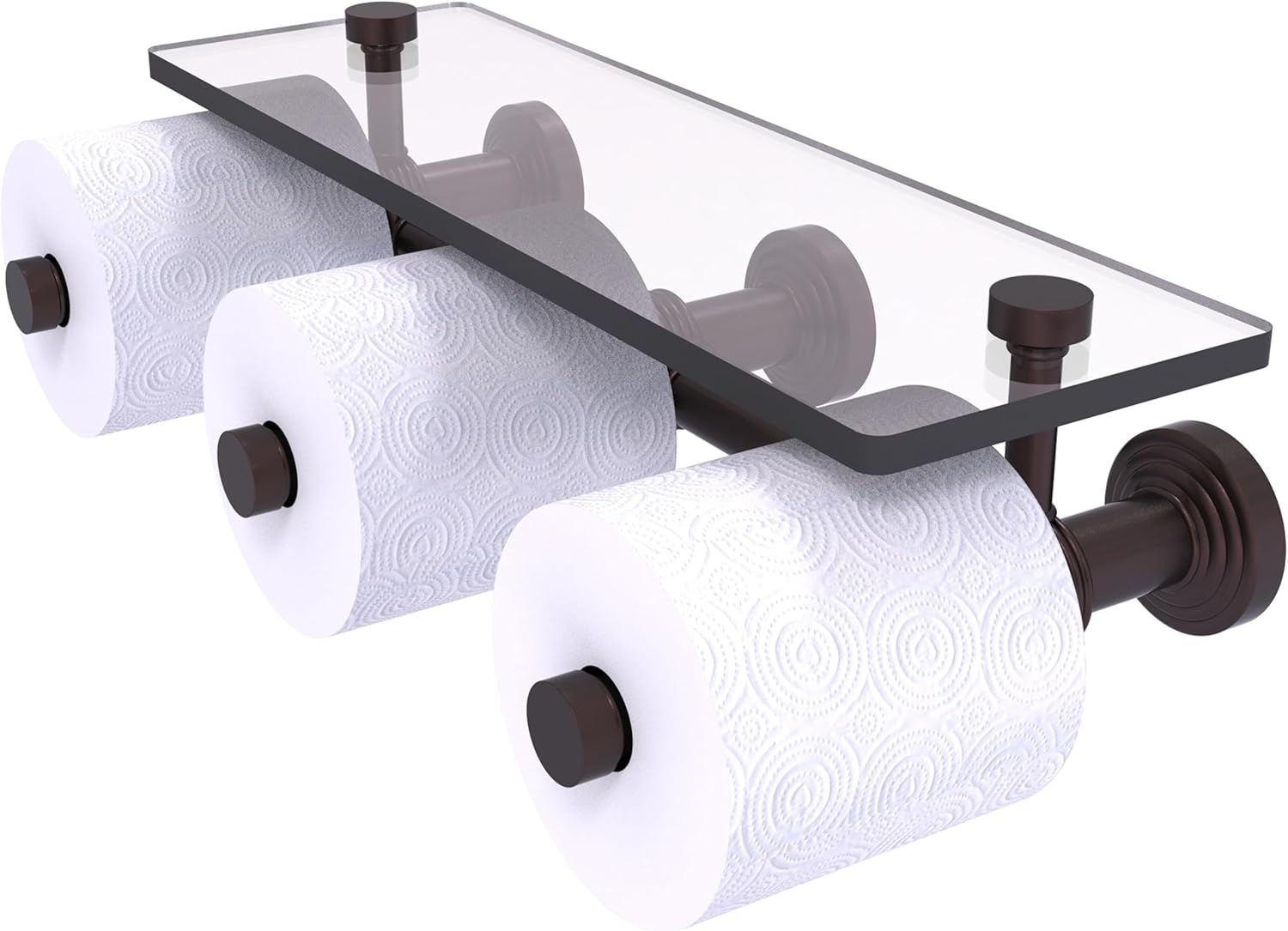 Allied Brass WP-35-3S Waverly Place Collection Horizontal Reserve 3 Roll Glass Shelf Toilet Paper Holder, Venetian Bronze