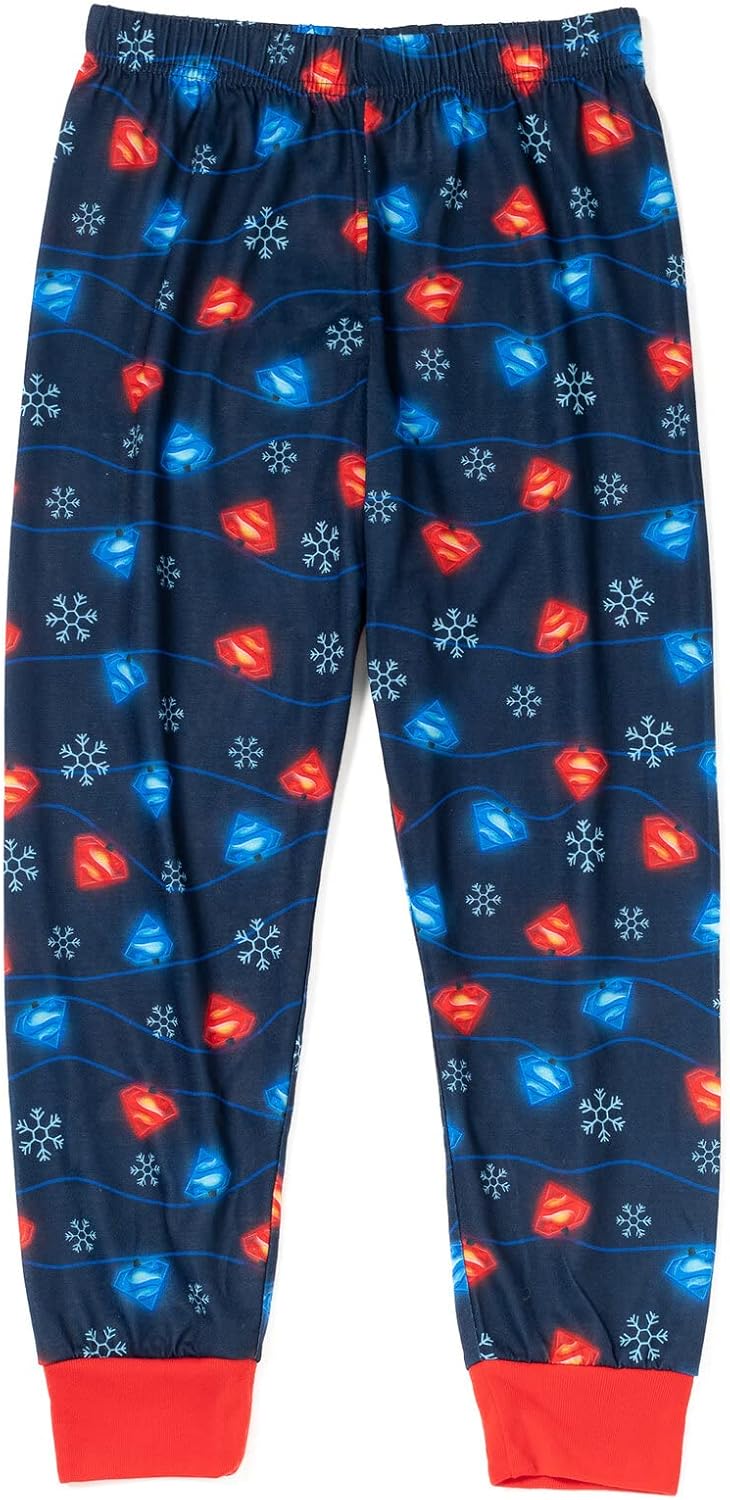 DC Comics Justice League Superman Batman Christmas Pullover Pajama Shirt and Pants Sleep Set Toddler to Big Kid