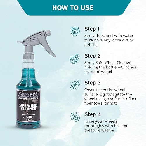 Miniatura 4 de LANE'S Limpiador de ruedas, limpiador seguro para ruedas pintadas, pulidas, con recubrimiento en polvo y cromadas, elimina el polvo, la suciedad y