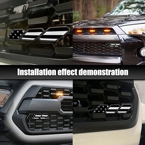Miniatura 5 de Paquete de 1 emblema de rejilla tricolor, accesorios de malla frontal para automóvil, compatible con Toyota 4Runner Tacoma Tundra (bandera americana