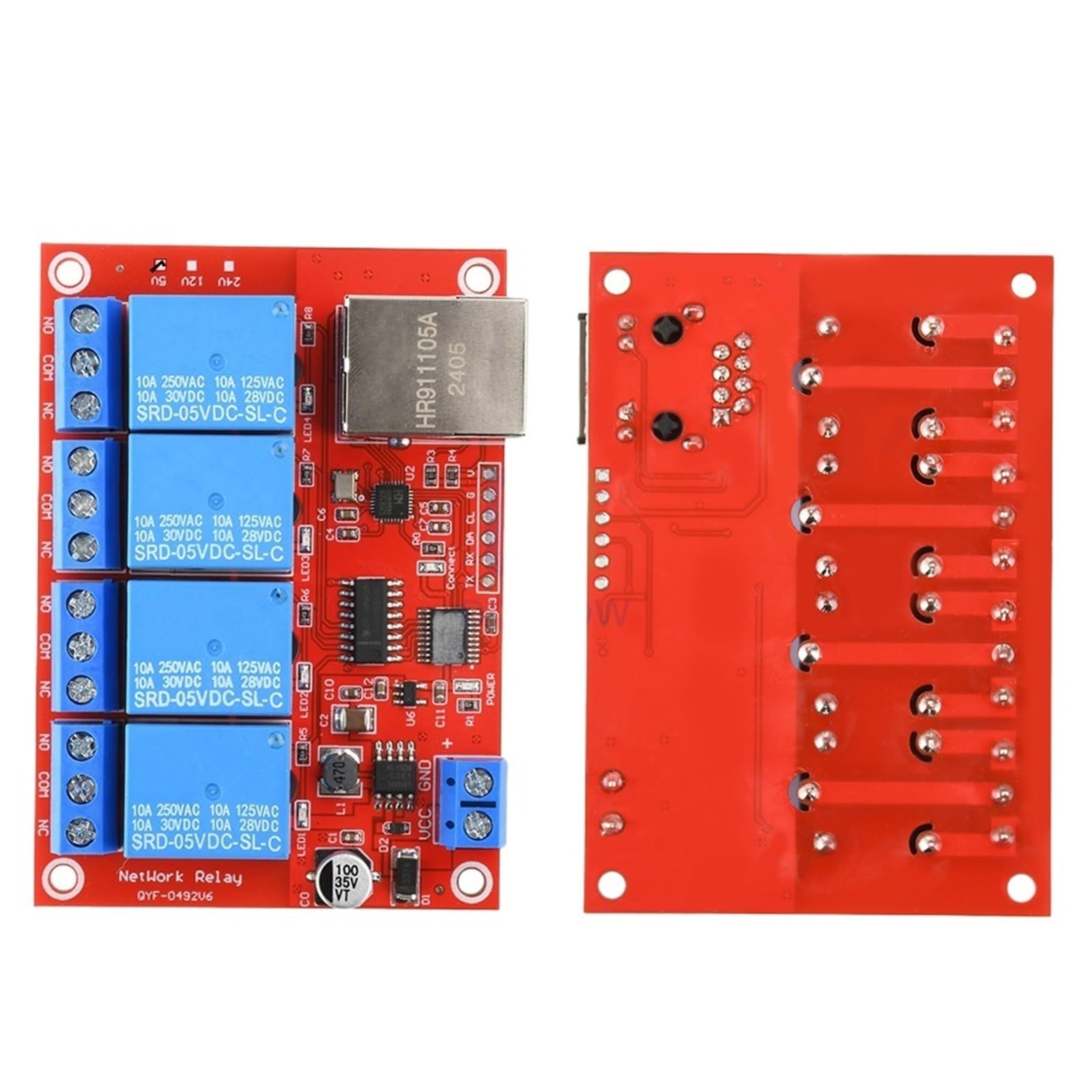 Modulo relè a 4/8 vie 1 pz DC ​​5V/12V/24V TCPIP modulo relè di rete interruttore LAN controllo dispositivo intelligente controllo remoto(4-way,DC 12V)