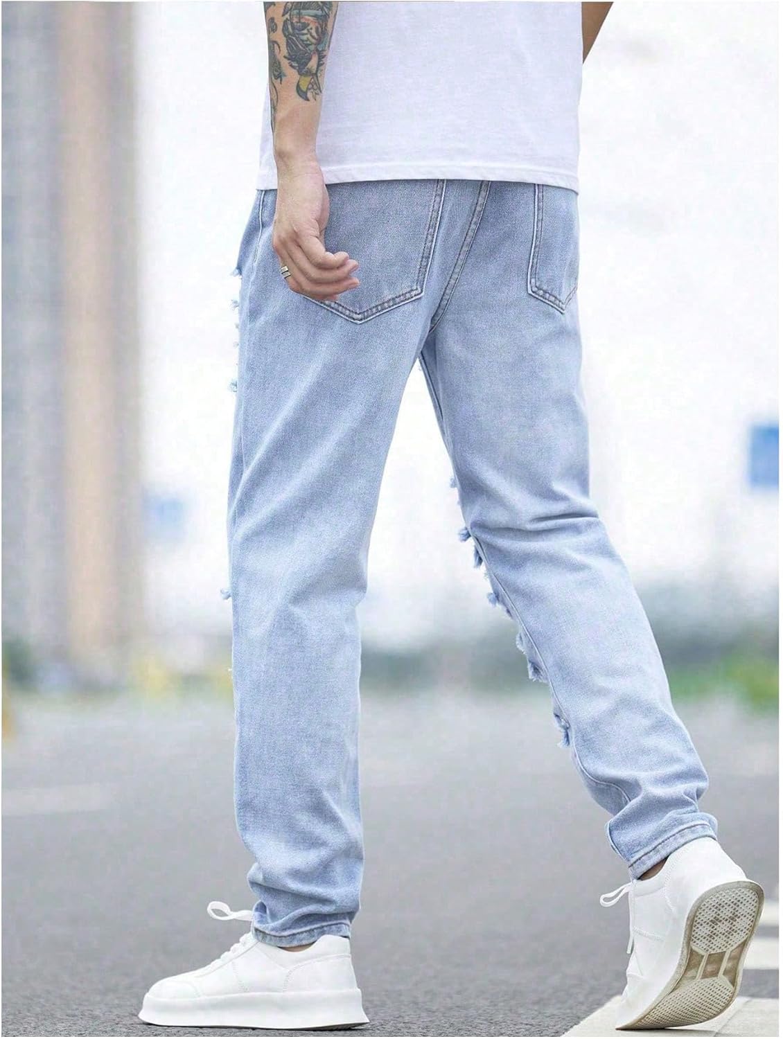 Verdusa Men's Ripped Distressed Straight Leg Jeans Casual Denim Pants Trousers - Image 2