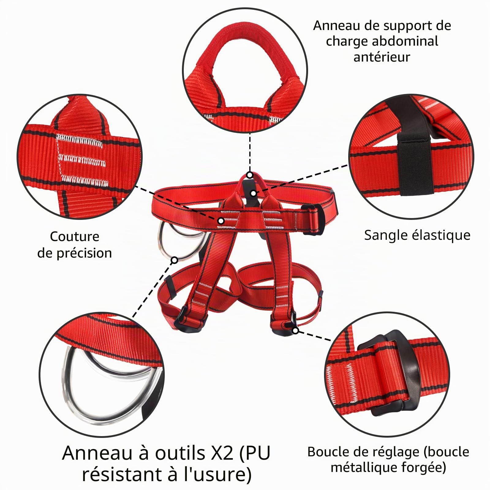 NewDoar Baudrier Escalade Certifié UIAA CE Harnais Alpinisme Descente Rappel
