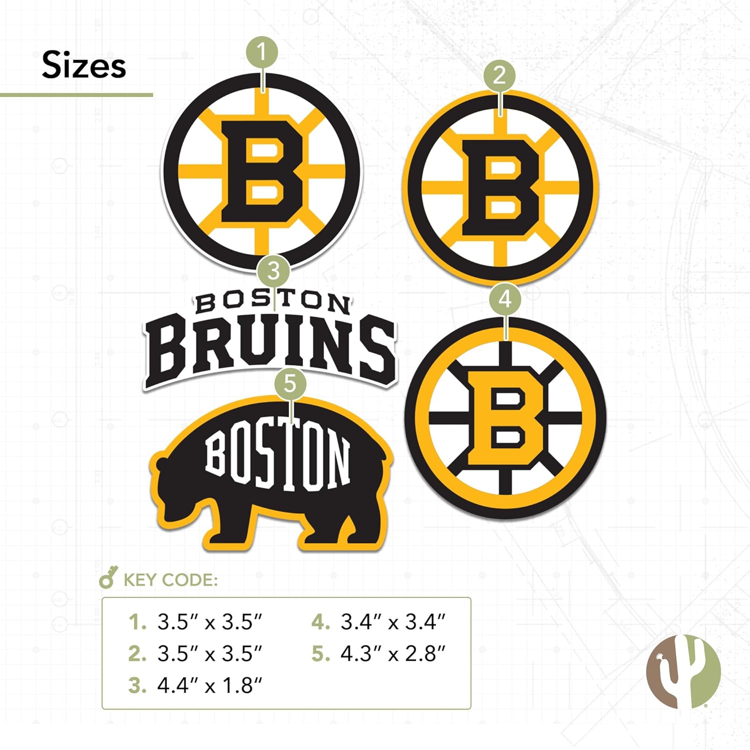 Desert Cactus Boston Bruins Sticker NHL Team National Hockey League Vinyl Decal Laptop Water Bottle Car Scrapbook Sheet (Type 2-6) - Image 3