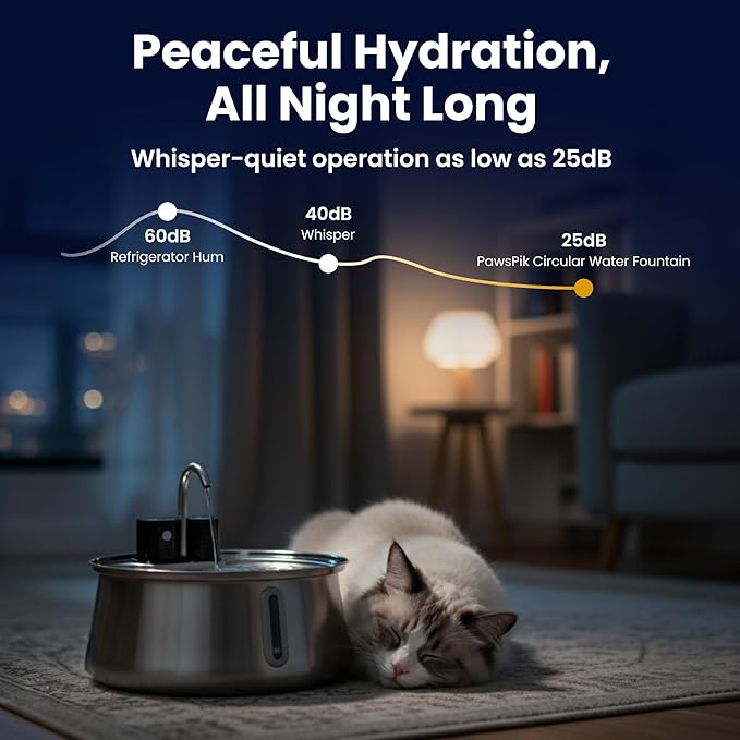 Fuente de Agua para Gatos PAWSPIK 4L Inalámbrica Acero Inoxidable miniatura 3
