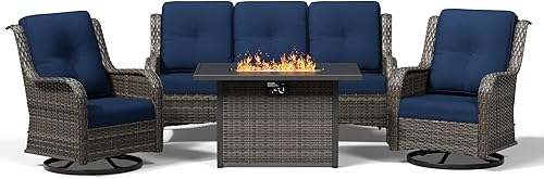 Miniatura 71 de Joyside Silla mecedora giratoria para exteriores para patio, mecedora de mimbre para exteriores con cojines de tela de olefina adecuada para porche