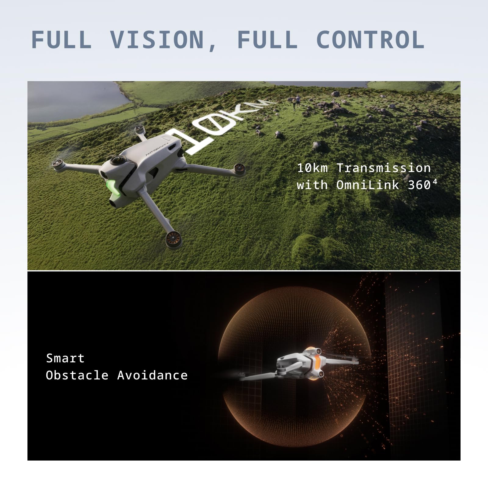Antigravity A1 Pack Infinity (3 batterie ad alta capacità) – Drone 360 8K per voli immersivi, Punta e vola, anticollisione, Deep Track, ritorno automatico, trasmissione a 10 km, editing automatico